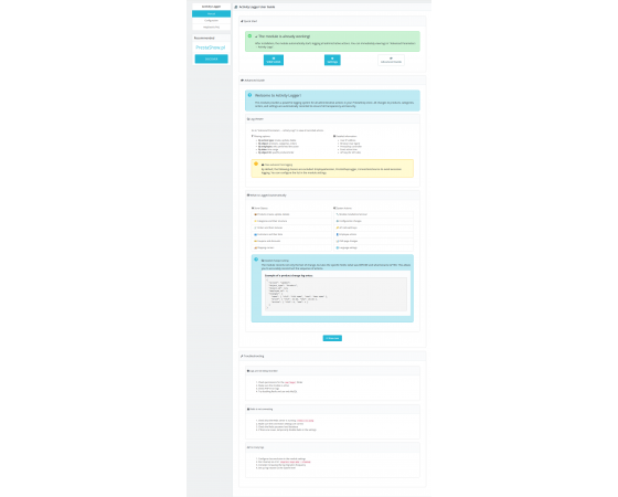 Registrador avanzado de PrestaShop