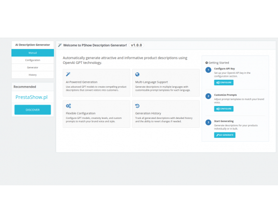 AI description generator for PrestaShop
