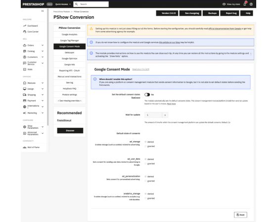 PrestaShop Google Analytics - Konwersja Ads + Google Optimize + Google Tag Manager