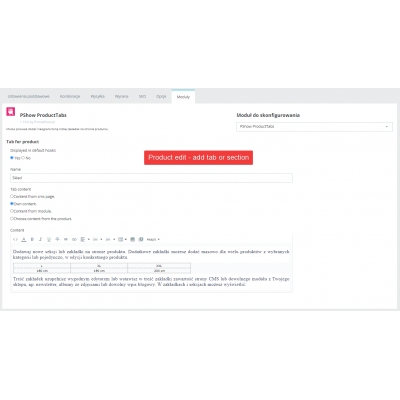 PrestaShop - dodatkowe zakładki i sekcje na stronie produktu PrestaShop - dodatkowe zakładki i sekcje na stronie produktu