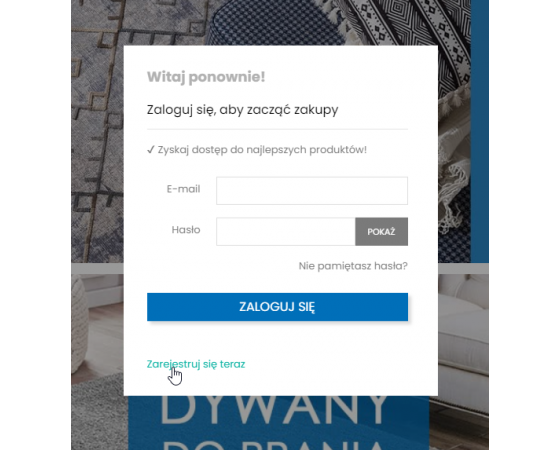 Sklep PrestaShop dostępny po zalogowaniu