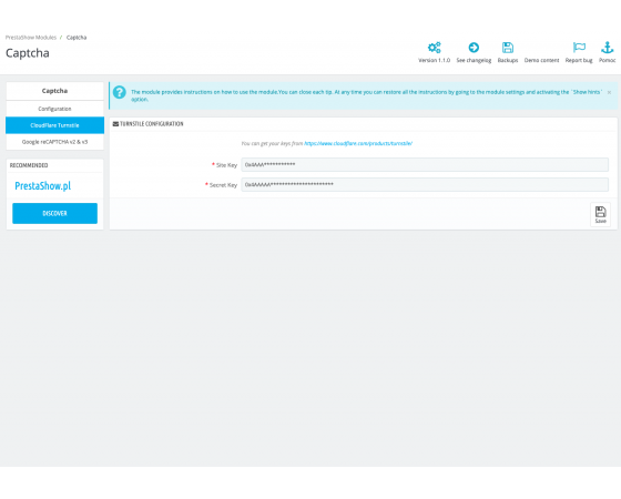 PrestaShop Captcha - reCAPTCHA and Turnstile