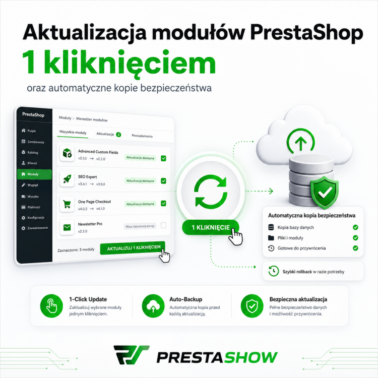 System aktualizacji modułów 1-kliknięciem oraz automatyczne kopie bezpieczeństwa