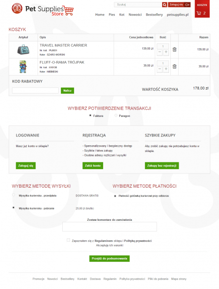 Innovation shopping cart and order process