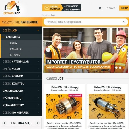 Template and webshop connected with business info page for Serwis-kop.pl