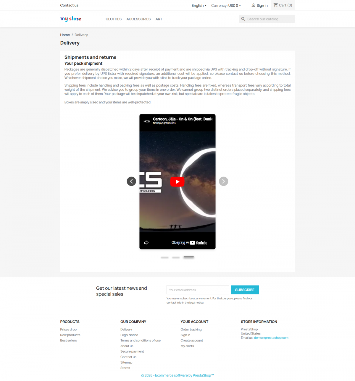 prestashop reels example