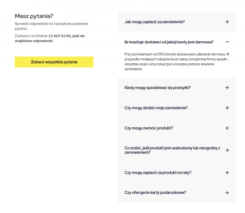 Sekcja FAQ&nbsp;pod listingiem produkt&oacute;w w kategorii&nbsp; dole listy produkt&oacute;w